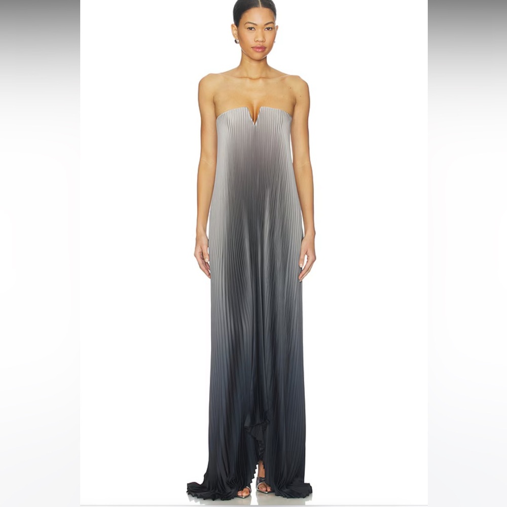 NWT L'IDEE Black Tie Gown in Smoke Ombre
